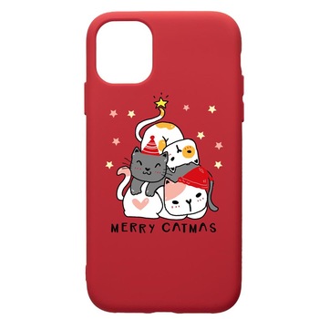 Husa Premium Silicon Compatibila Cu Samsung Galaxy A51, Merry Catmas, silicon, cu interiorul din material textil, protectie camera, Red, PR878 Husa Premium Silicon Compatibila Cu Samsung Galaxy A51, Merry Catmas, silicon, cu interiorul din material textil, protectie camera, Red, PR878