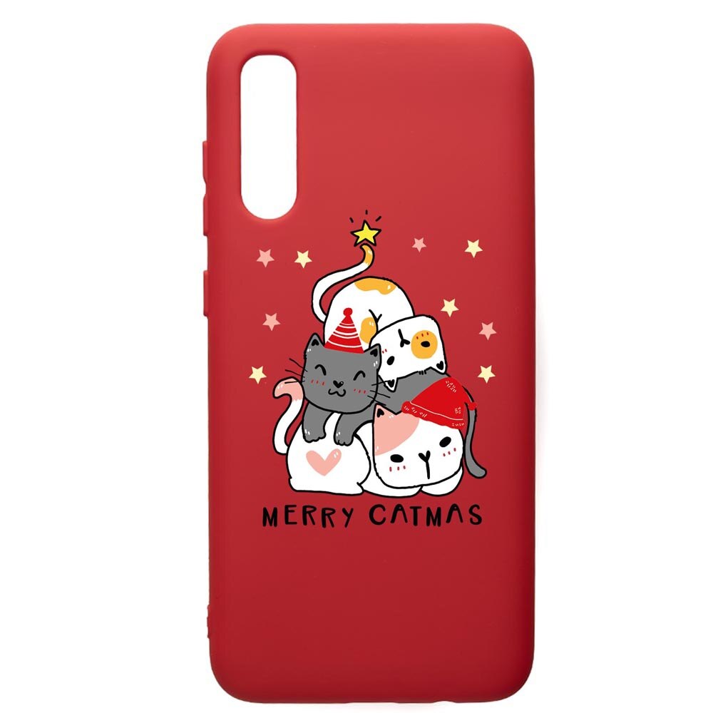 Husa Premium Silicon Compatibila Cu Samsung Galaxy A30S, Merry Catmas, silicon, cu interiorul din material textil, protectie camera, Red, PR878