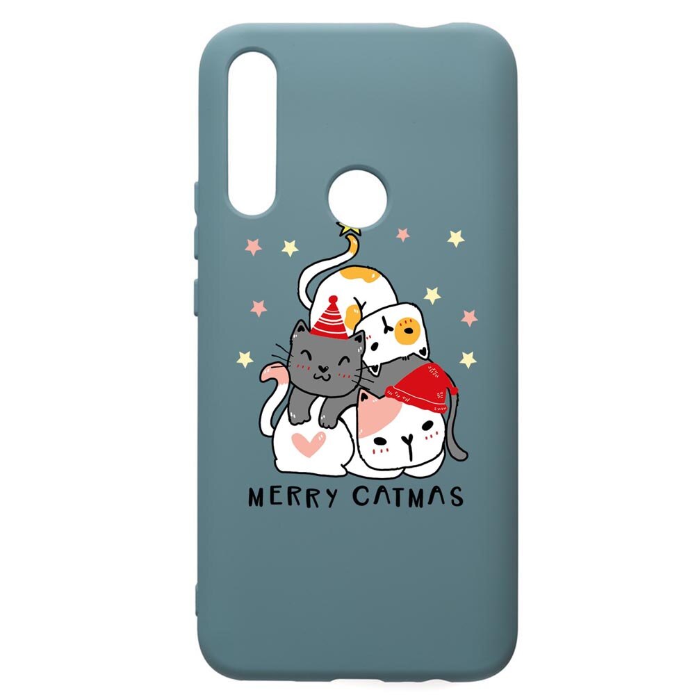 Husa Premium Silicon Compatibila Cu Huawei P Smart Z, Merry Catmas, silicon, cu interiorul din material textil, protectie camera, Cornflower, PCF878