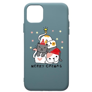 Husa Premium Silicon Compatibila Cu Apple iPhone 11 Pro Max, Merry Catmas, silicon, cu interiorul din material textil, protectie camera, Cornflower, PCF878 Husa Premium Silicon Compatibila Cu Apple iPhone 11 Pro Max, Merry Catmas, silicon, cu interiorul din material textil, protectie camera, Cornflower, PCF878