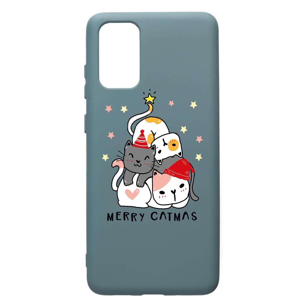 Husa Premium Silicon Compatibila Cu Samsung Galaxy S20 Plus, Merry Catmas, silicon, cu interiorul din material textil, protectie camera, Cornflower, PCF878