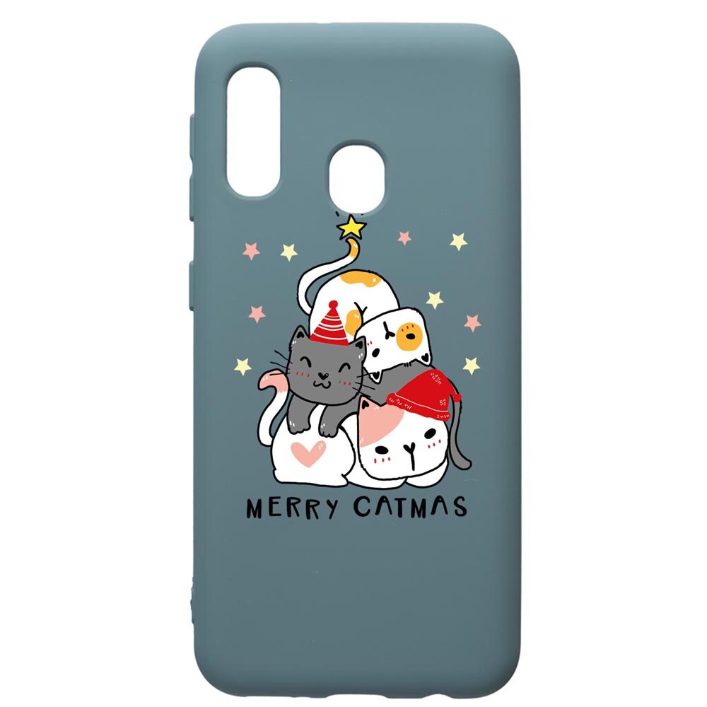 Husa Premium Silicon Compatibila Cu Samsung Galaxy A20E, Merry Catmas, silicon, cu interiorul din material textil, protectie camera, Cornflower, PCF878