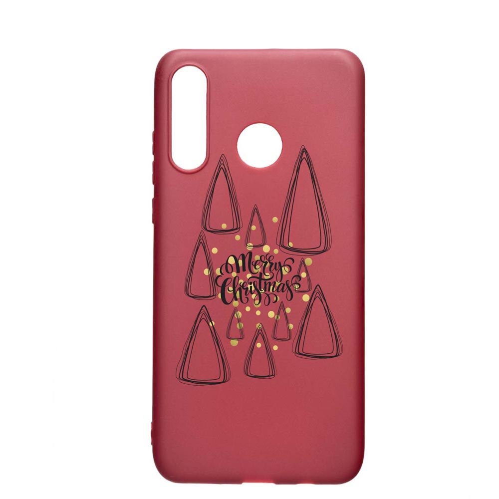 Husa Silicon Compatibila cu Huawei P30 Lite, Minimalist Merry Christmas, rezistenta la uzura, anti-alunecare, Pomegranate, PG870