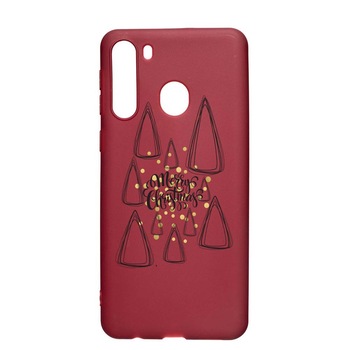 Husa Silicon Compatibila cu Samsung Galaxy A21, Minimalist Merry Christmas, rezistenta la uzura, anti-alunecare, Pomegranate, PG870 Husa Silicon Compatibila cu Samsung Galaxy A21, Minimalist Merry Christmas, rezistenta la uzura, anti-alunecare, Pomegranate, PG870