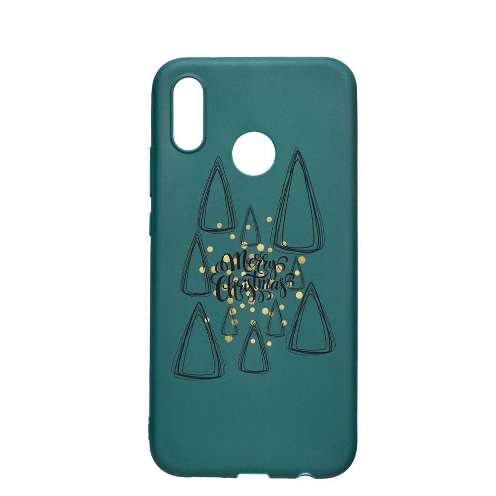 Husa Silicon Compatibila cu Huawei P20 Lite, Minimalist Merry Christmas, rezistenta la uzura, anti-alunecare, ForestGreen, FG870