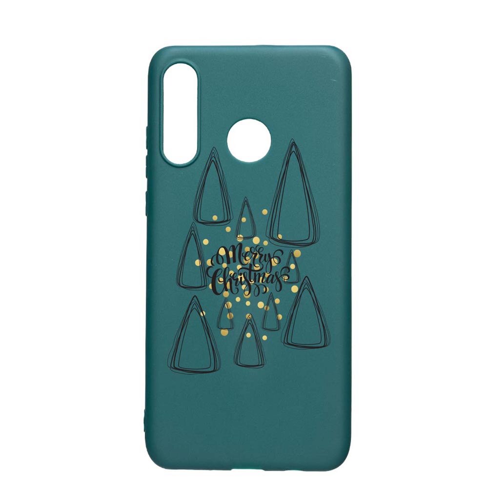 Husa Silicon Compatibila cu Huawei P30 Lite, Minimalist Merry Christmas, rezistenta la uzura, anti-alunecare, ForestGreen, FG870