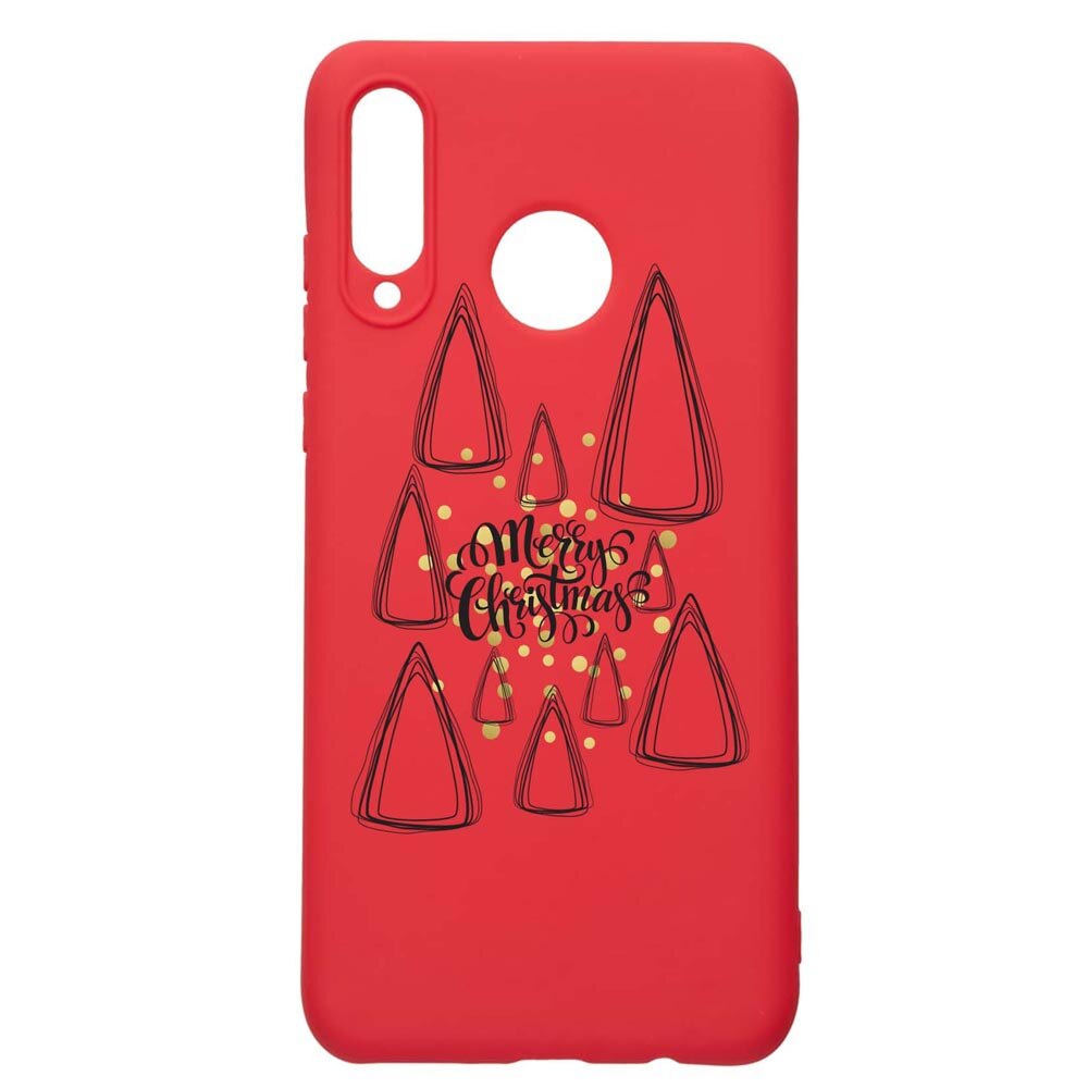 Husa Silicon Compatibila Cu Huawei P30 Lite, Minimalist Merry Christmas, rezistenta la uzura, anti-alunecare, Red, R870