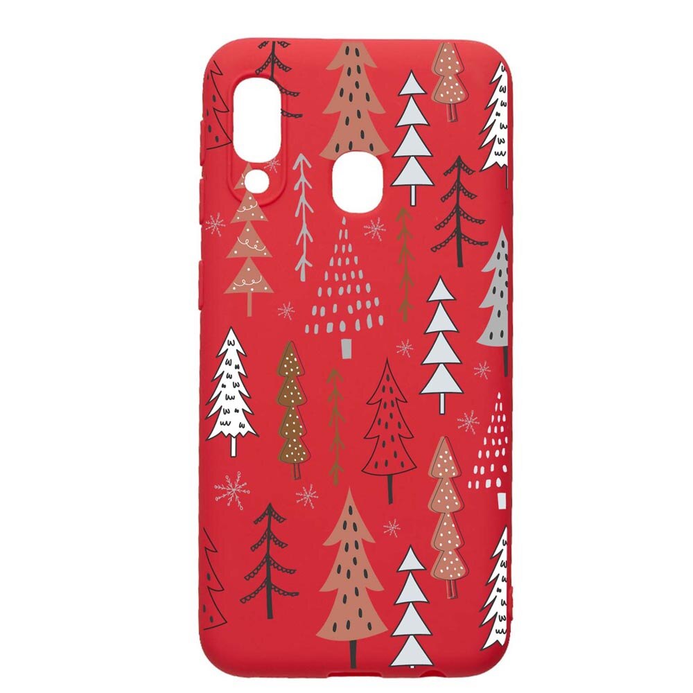 Husa Silicon Compatibila Cu Samsung Galaxy A20e, Hand Drawn Christmas Tree, rezistenta la uzura, anti-alunecare, Red, R875