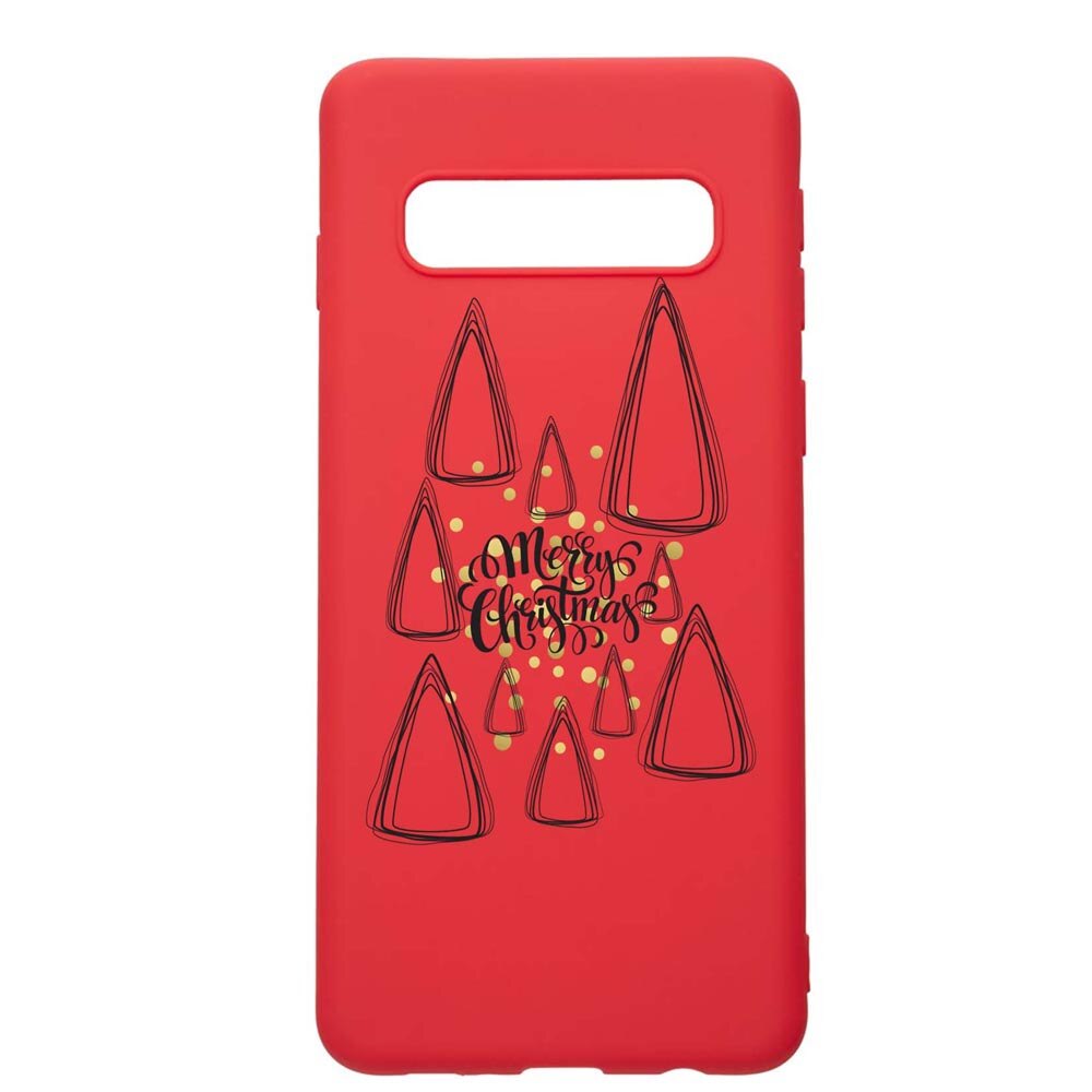 Husa Silicon Compatibila Cu Samsung Galaxy S10 Plus, Minimalist Merry Christmas, rezistenta la uzura, anti-alunecare, Red, R870