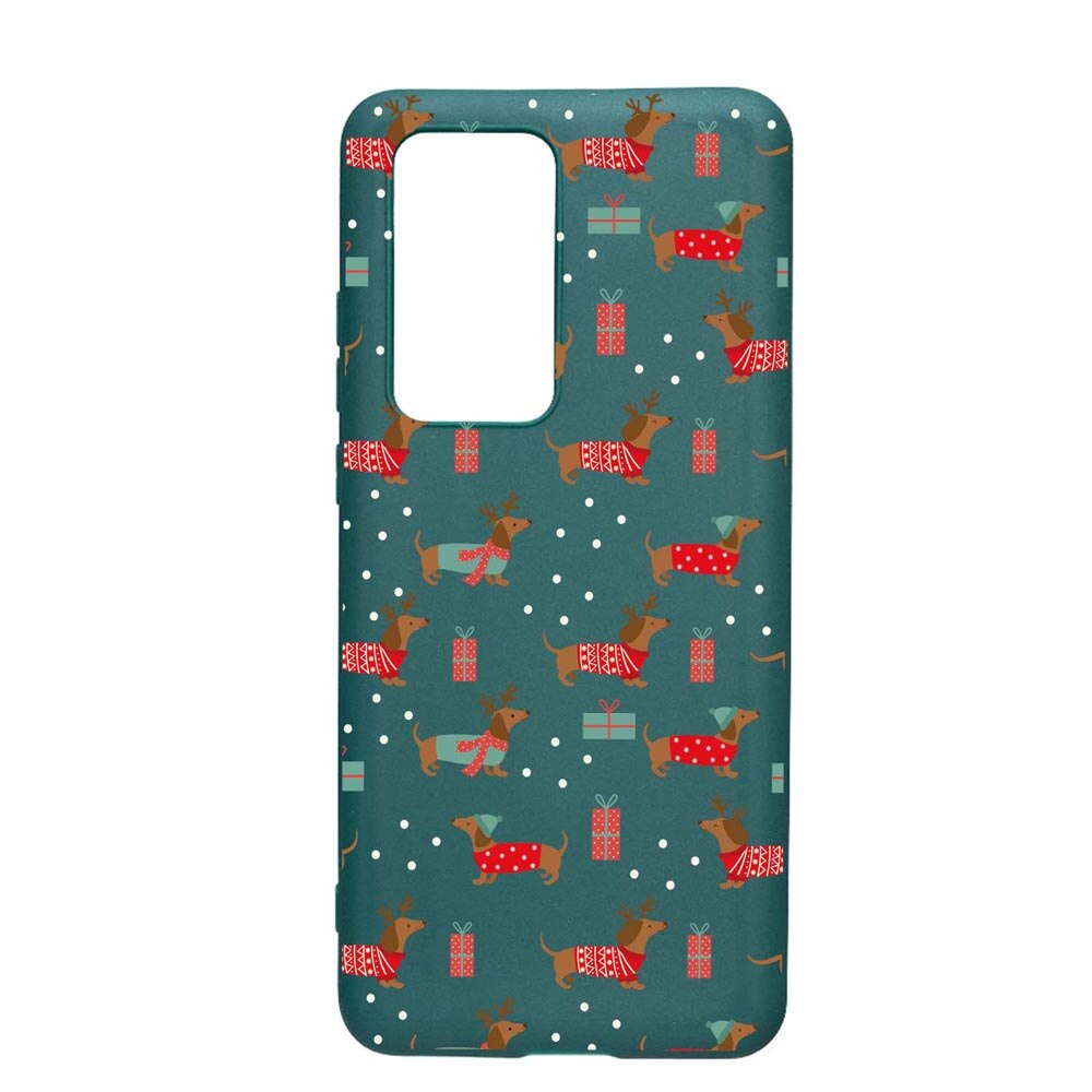 Husa Silicon Compatibila cu Samsung Galaxy S20 FE 4G, Dachshund Christmas, rezistenta la uzura, anti-alunecare, ForestGreen, FG871