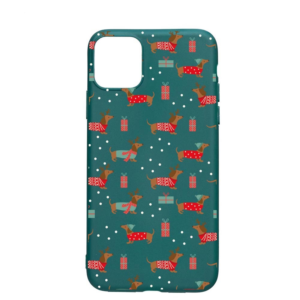 Husa Silicon Compatibila cu Samsung Galaxy A42 5G, Dachshund Christmas, rezistenta la uzura, anti-alunecare, ForestGreen, FG871