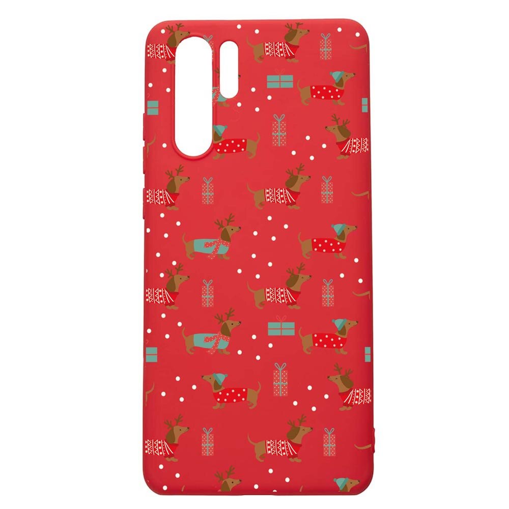 Husa Silicon Compatibila Cu Huawei P30 Pro, Dachshund Christmas, rezistenta la uzura, anti-alunecare, Red, R871