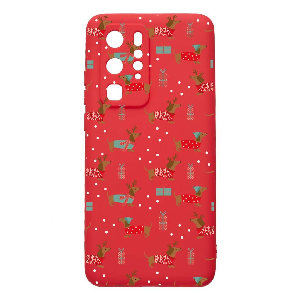 Husa Silicon Compatibila Cu Huawei P40 Pro, Dachshund Christmas, rezistenta la uzura, anti-alunecare, Red, R871