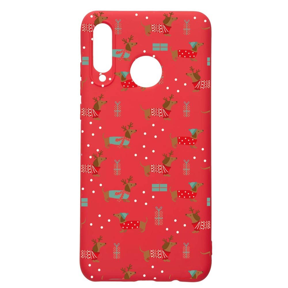 Husa Silicon Compatibila Cu Huawei P30 Lite, Dachshund Christmas, rezistenta la uzura, anti-alunecare, Red, R871