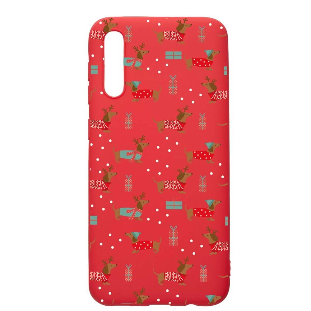 Husa Silicon Compatibila Cu Samsung Galaxy A50, Dachshund Christmas, rezistenta la uzura, anti-alunecare, Red, R871