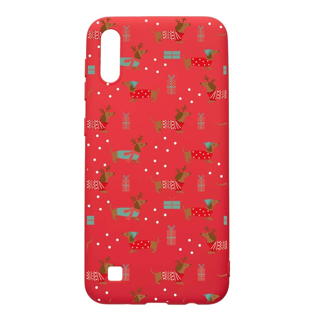 Husa Silicon Compatibila Cu Samsung Galaxy A10, Dachshund Christmas, rezistenta la uzura, anti-alunecare, Red, R871