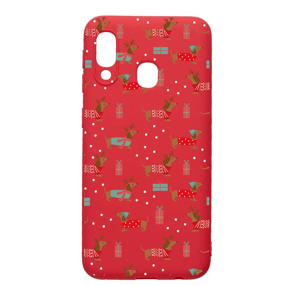 Husa Silicon Compatibila Cu Samsung Galaxy A20e, Dachshund Christmas, rezistenta la uzura, anti-alunecare, Red, R871