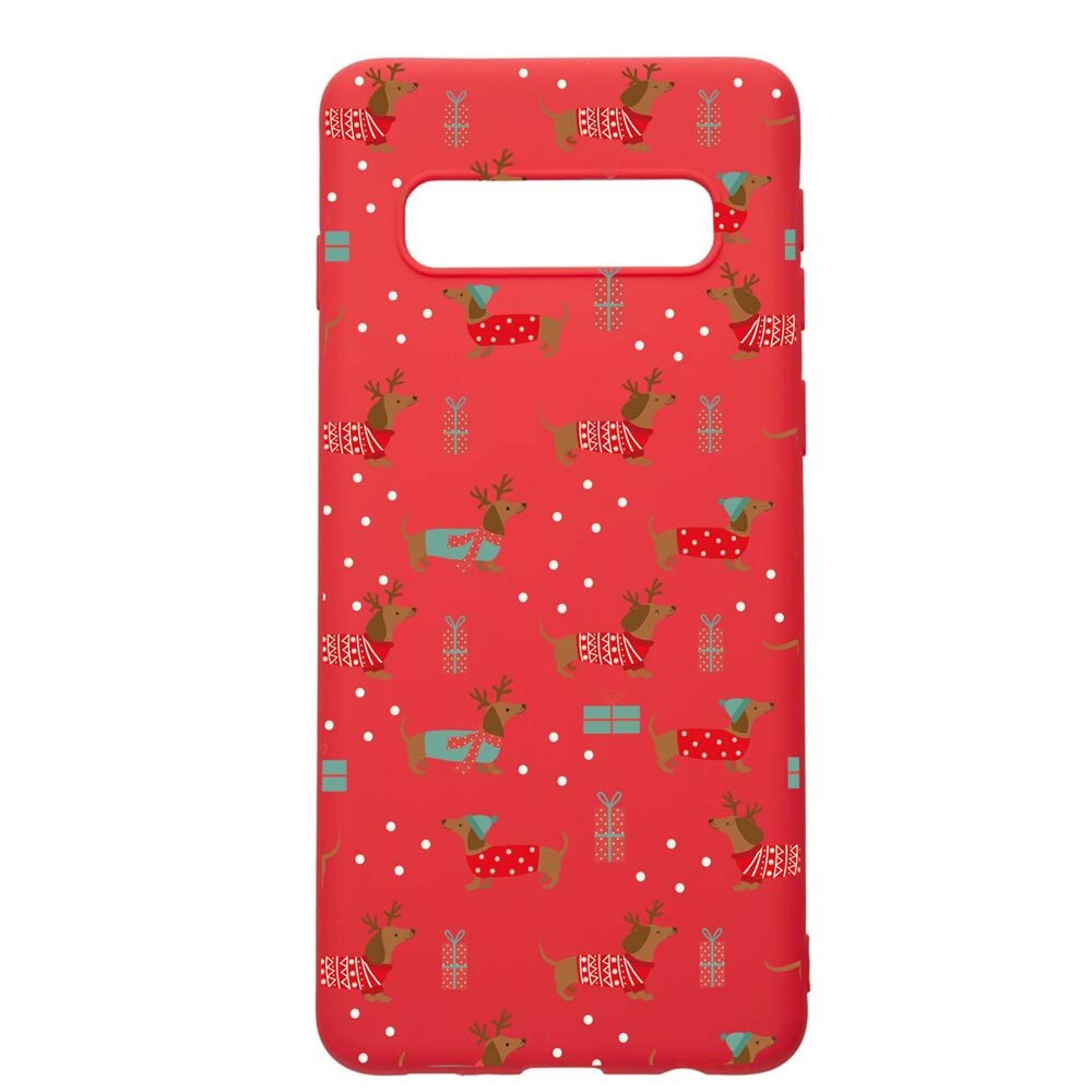 Husa Silicon Compatibila Cu Samsung Galaxy S10 Plus, Dachshund Christmas, rezistenta la uzura, anti-alunecare, Red, R871