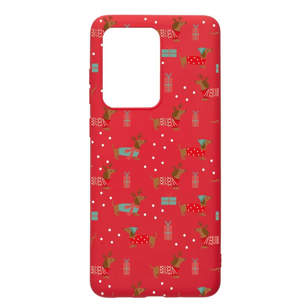 Husa Silicon Compatibila Cu Samsung Galaxy S20 Ultra, Dachshund Christmas, rezistenta la uzura, anti-alunecare, Red, R871