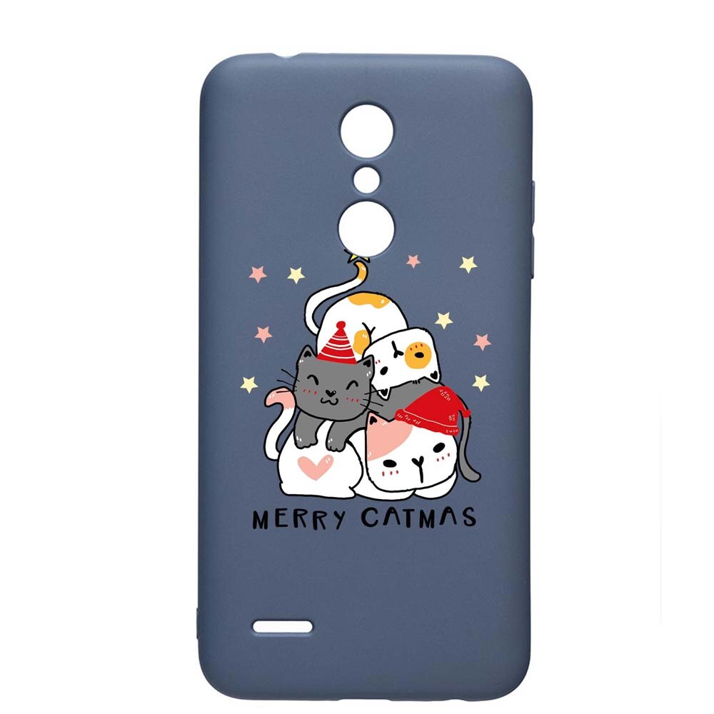 Husa Silicon Compatibila Cu LG K11 / K11 Plus / K10 2018, Merry Catmas, rezistenta la uzura, anti-alunecare, AlaskanBlue, AB878