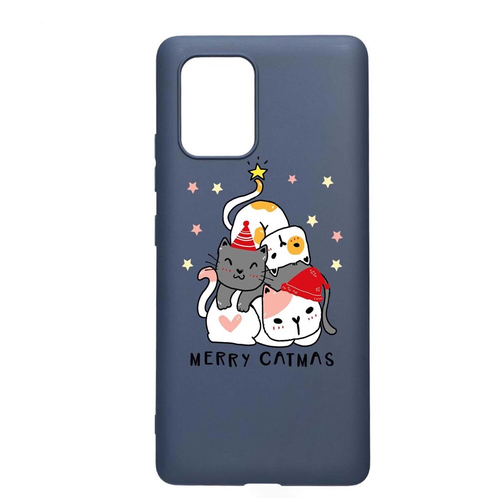 Husa Silicon Compatibila Cu Samsung Galaxy S10 Lite / A91, Merry Catmas, rezistenta la uzura, anti-alunecare, AlaskanBlue, AB878