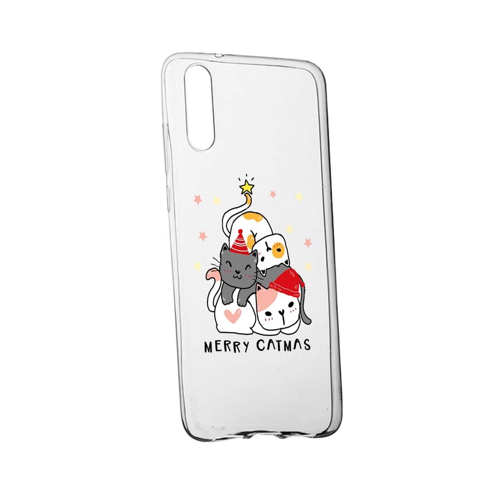 Husa Silicon Compatibila Cu Huawei Nova 5T, Merry Catmas, rezistenta la uzura, anti-alunecare, 878