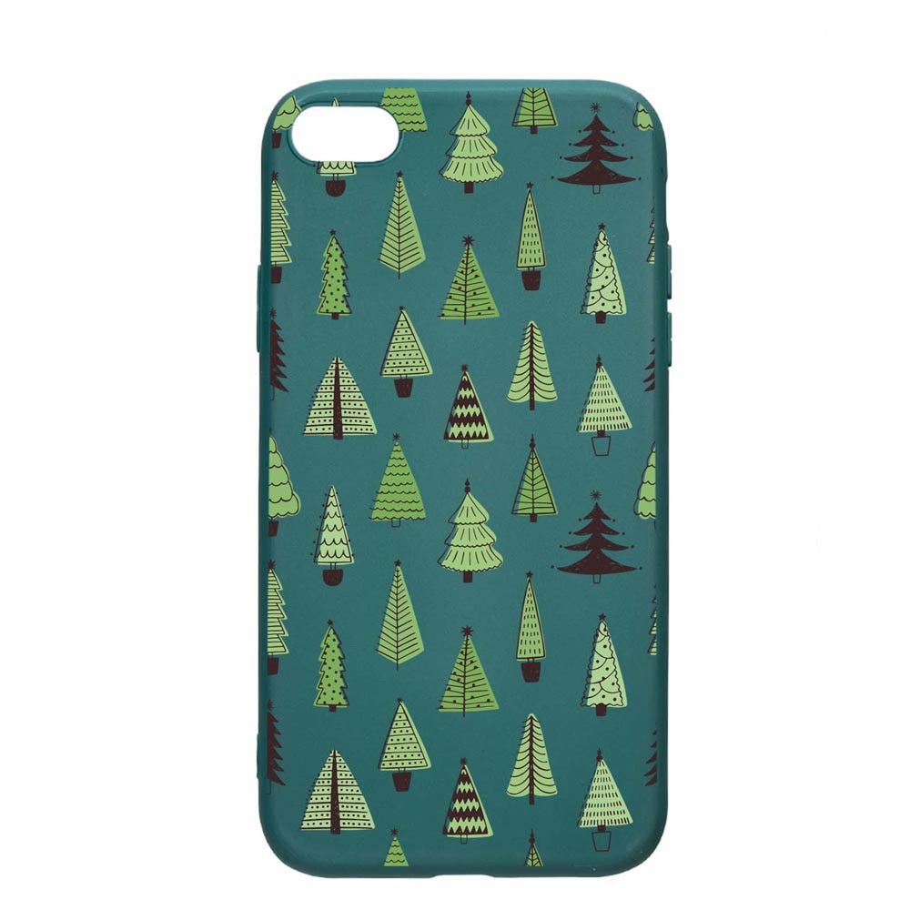 Husa Silicon Compatibila cu Apple iPhone SE 2 / iPhone 8 / iPhone 7, Christmas Tree Shapes, rezistenta la uzura, anti-alunecare, ForestGreen, FG872