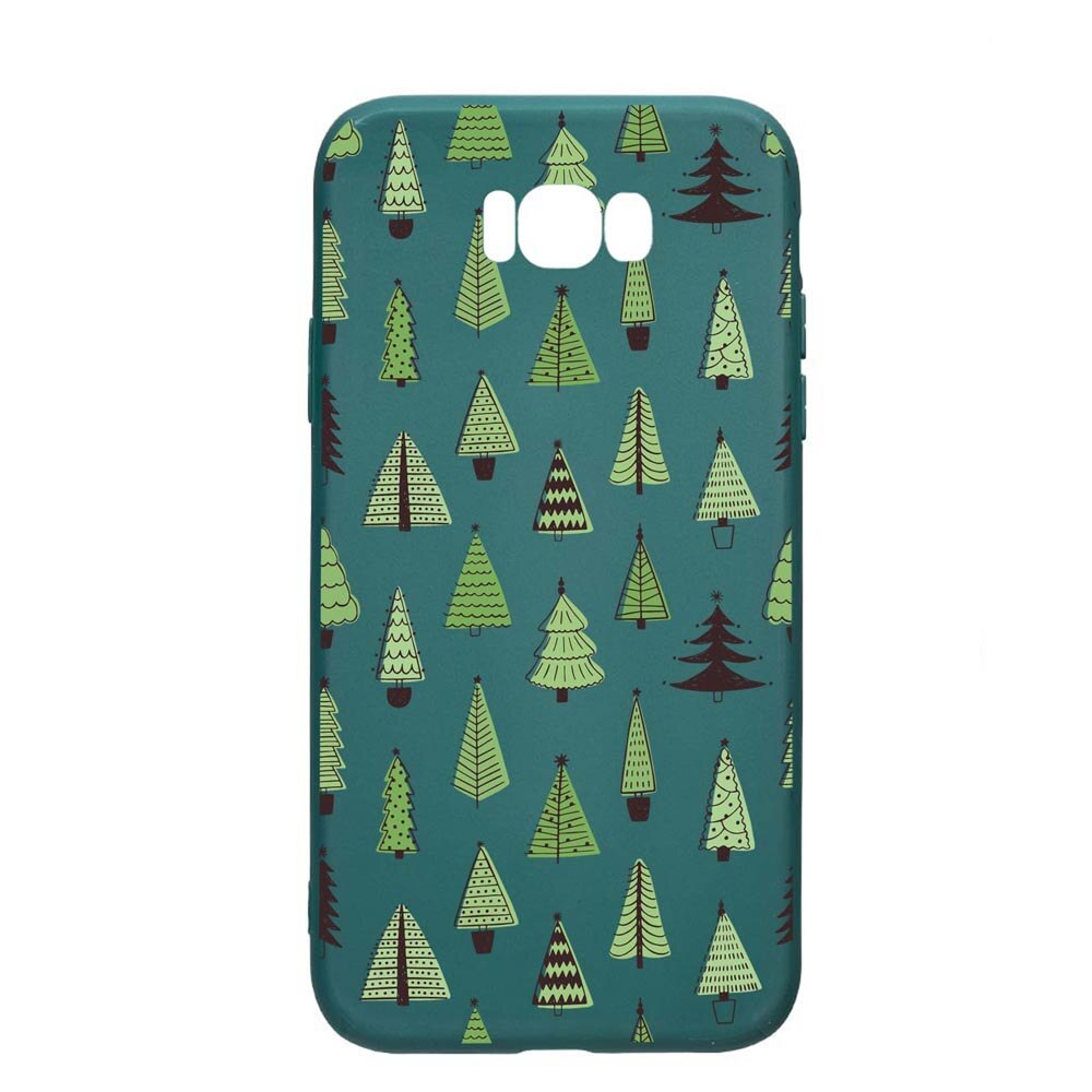 Husa Silicon Compatibila cu Samsung Galaxy S8, Christmas Tree Shapes, rezistenta la uzura, anti-alunecare, ForestGreen, FG872