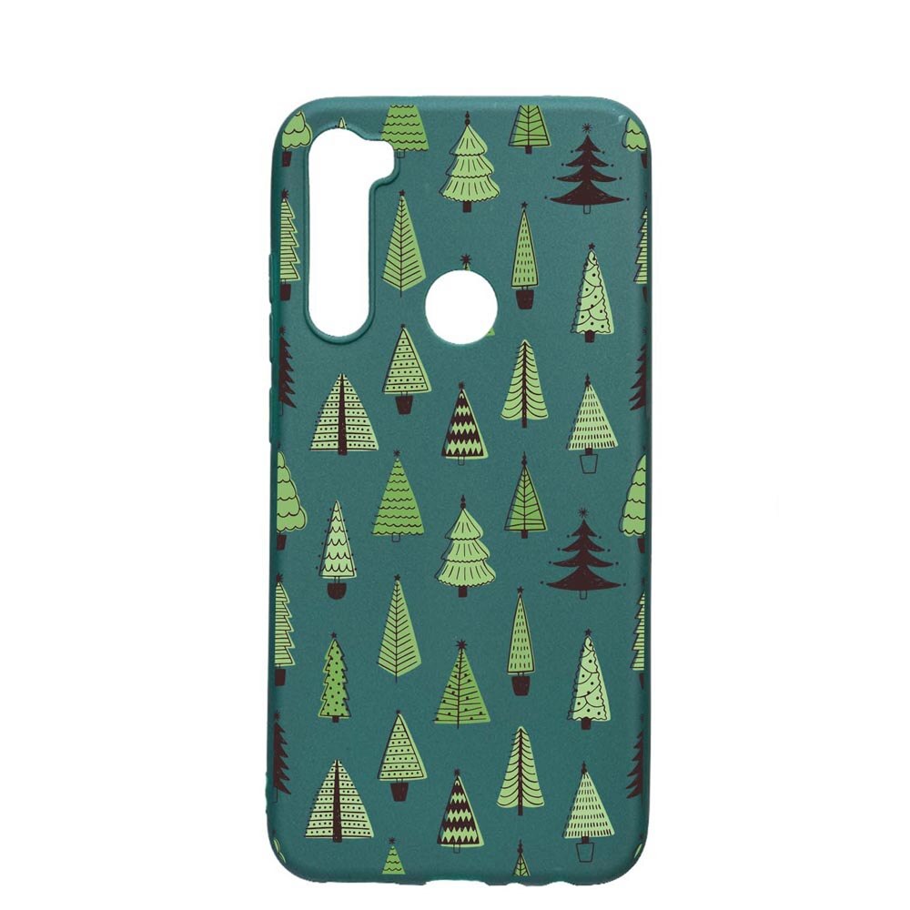 Husa Silicon Compatibila cu Xiaomi Redmi Note 8, Christmas Tree Shapes, rezistenta la uzura, anti-alunecare, ForestGreen, FG872