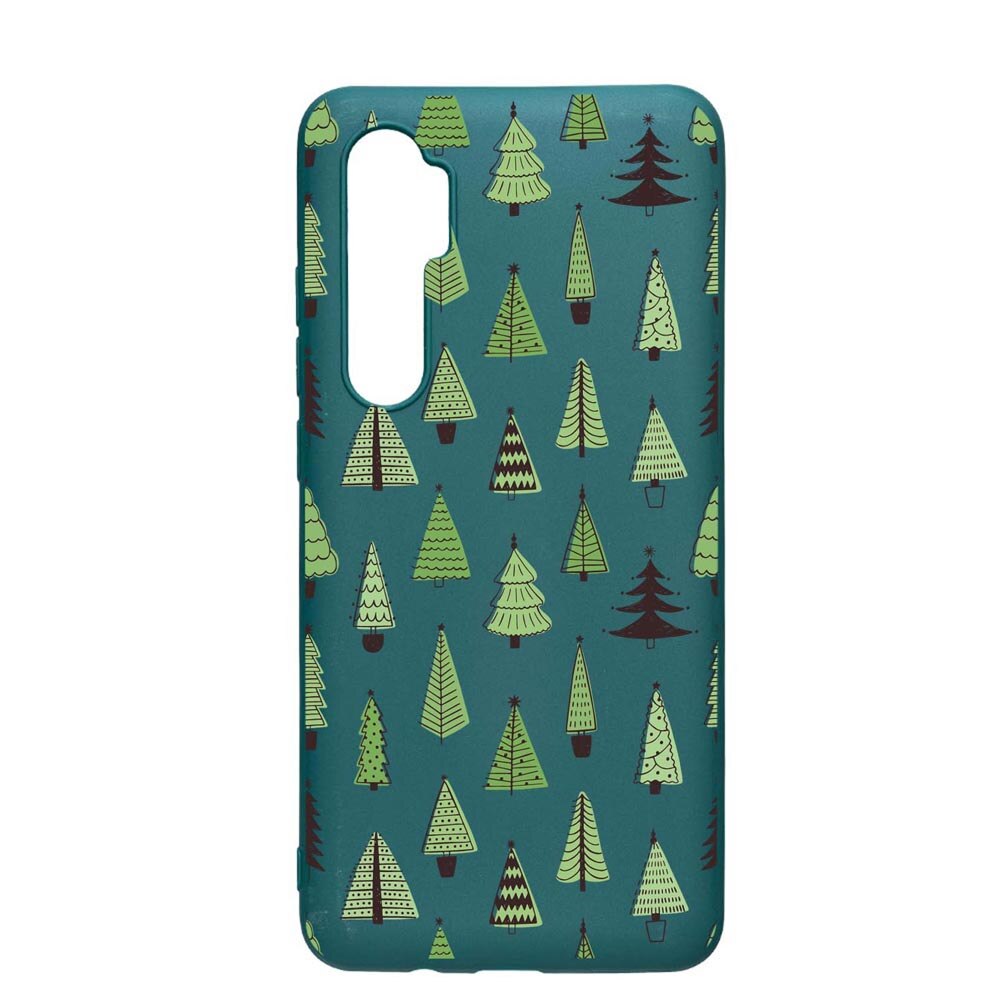 Husa Silicon Compatibila cu Xiaomi Mi Note 10 Lite, Christmas Tree Shapes, rezistenta la uzura, anti-alunecare, ForestGreen, FG872