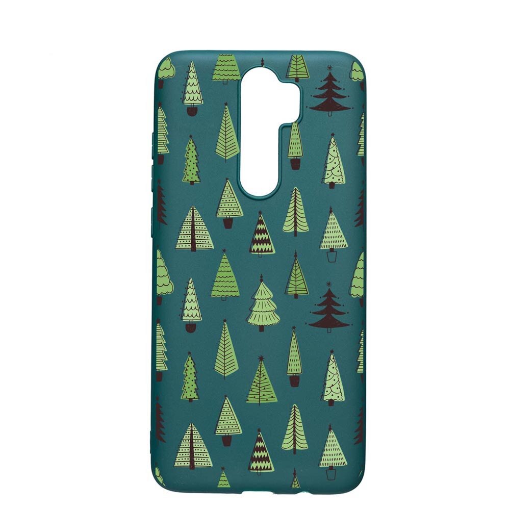 Husa Silicon Compatibila cu Xiaomi Redmi Note 8 Pro, Christmas Tree Shapes, rezistenta la uzura, anti-alunecare, ForestGreen, FG872