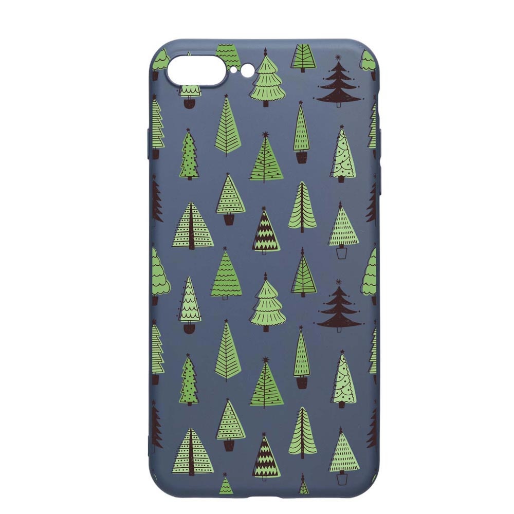 Husa Silicon Compatibila Cu Apple iPhone 8 Plus / 7 Plus, Christmas Tree Shapes, rezistenta la uzura, anti-alunecare, AlaskanBlue, AB872