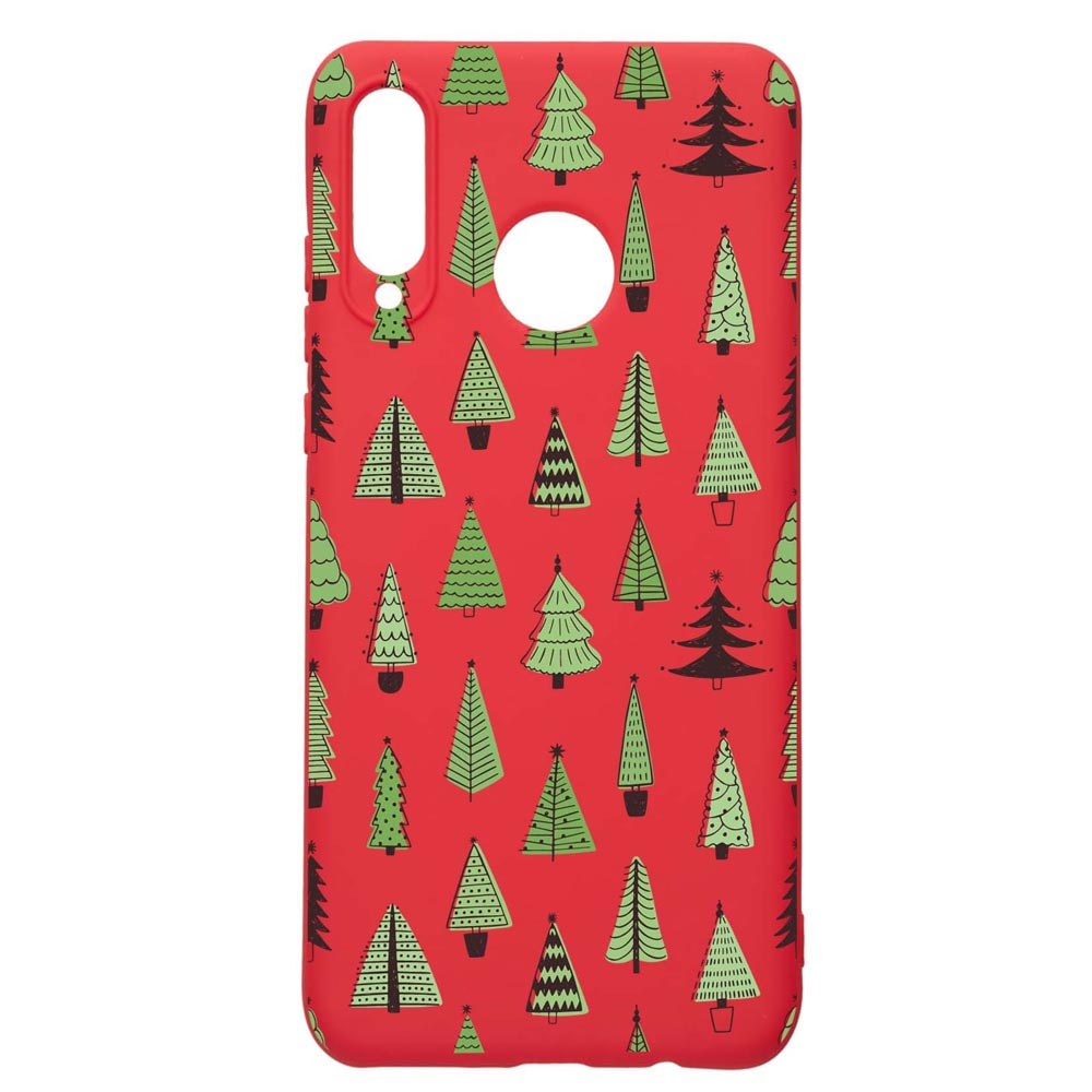 Husa Silicon Compatibila Cu Huawei P30 Lite, Christmas Tree Shapes, rezistenta la uzura, anti-alunecare, Red, R872