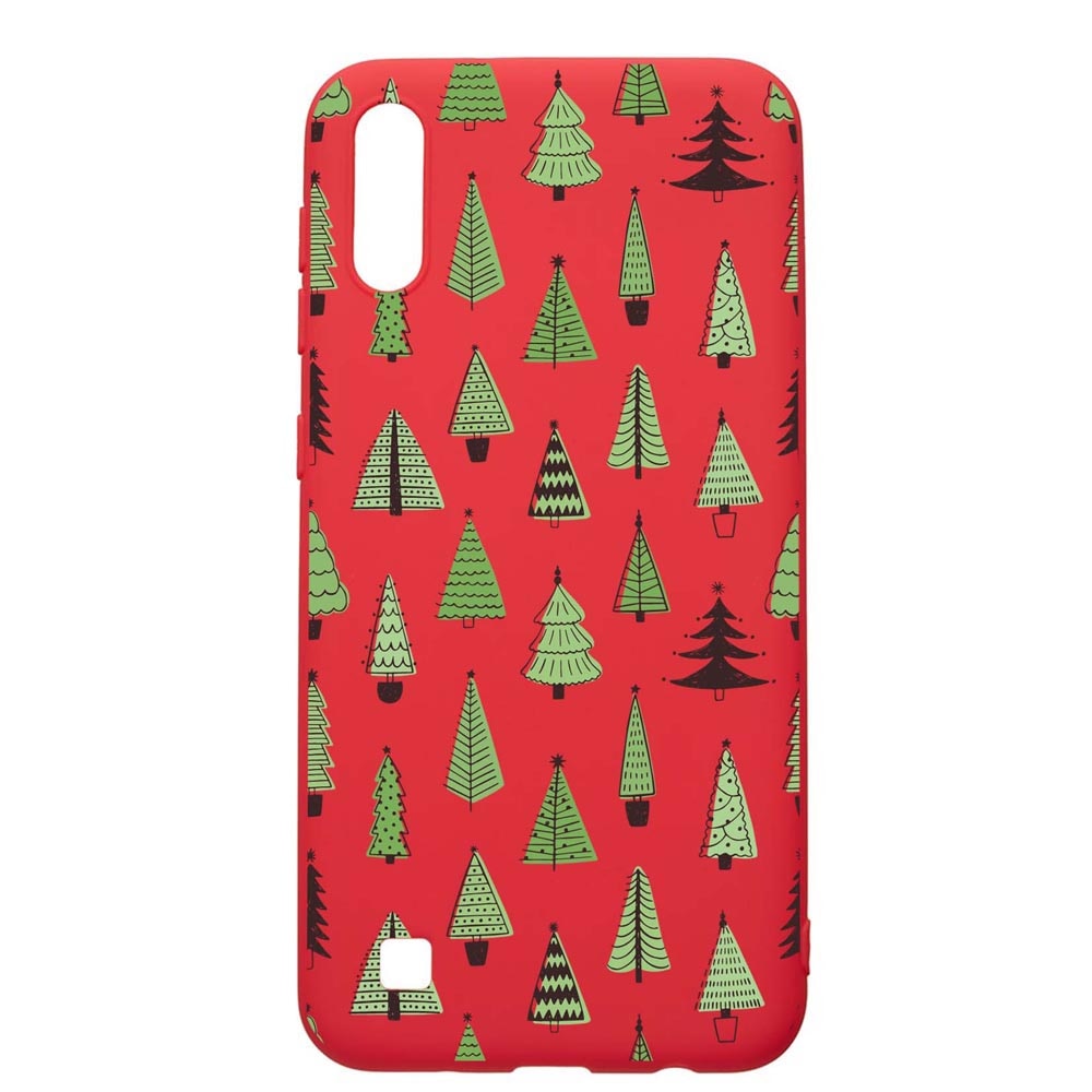 Husa Silicon Compatibila Cu Samsung Galaxy A10, Christmas Tree Shapes, rezistenta la uzura, anti-alunecare, Red, R872