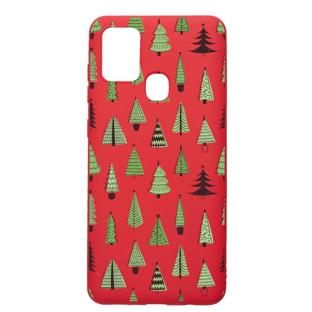 Husa Silicon Compatibila Cu Samsung Galaxy A21s, Christmas Tree Shapes, rezistenta la uzura, anti-alunecare, Red, R872