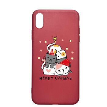 Husa Silicon Compatibila cu Apple iPhone XS Max, Merry Catmas, rezistenta la uzura, anti-alunecare, Pomegranate, PG878 Husa Silicon Compatibila cu Apple iPhone XS Max, Merry Catmas, rezistenta la uzura, anti-alunecare, Pomegranate, PG878