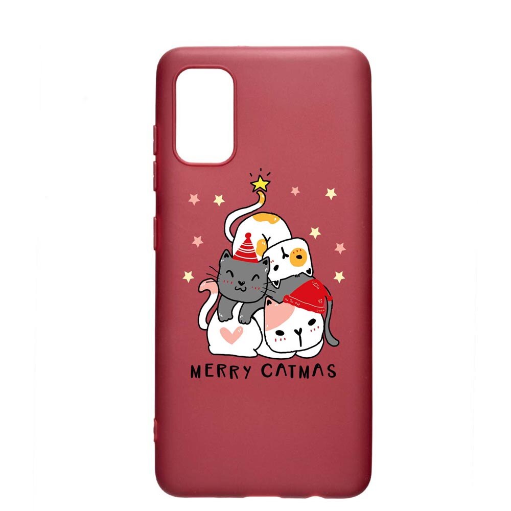 Husa Silicon Compatibila cu Samsung Galaxy A51, Merry Catmas, rezistenta la uzura, anti-alunecare, Pomegranate, PG878