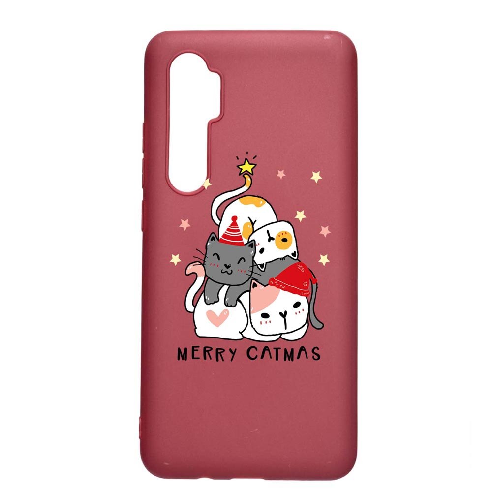 Husa Silicon Compatibila cu Xiaomi Mi Note 10 Lite, Merry Catmas, rezistenta la uzura, anti-alunecare, Pomegranate, PG878