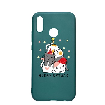 Husa Silicon Compatibila cu Samsung Galaxy A70, Merry Catmas, rezistenta la uzura, anti-alunecare, ForestGreen, FG878 Husa Silicon Compatibila cu Samsung Galaxy A70, Merry Catmas, rezistenta la uzura, anti-alunecare, ForestGreen, FG878
