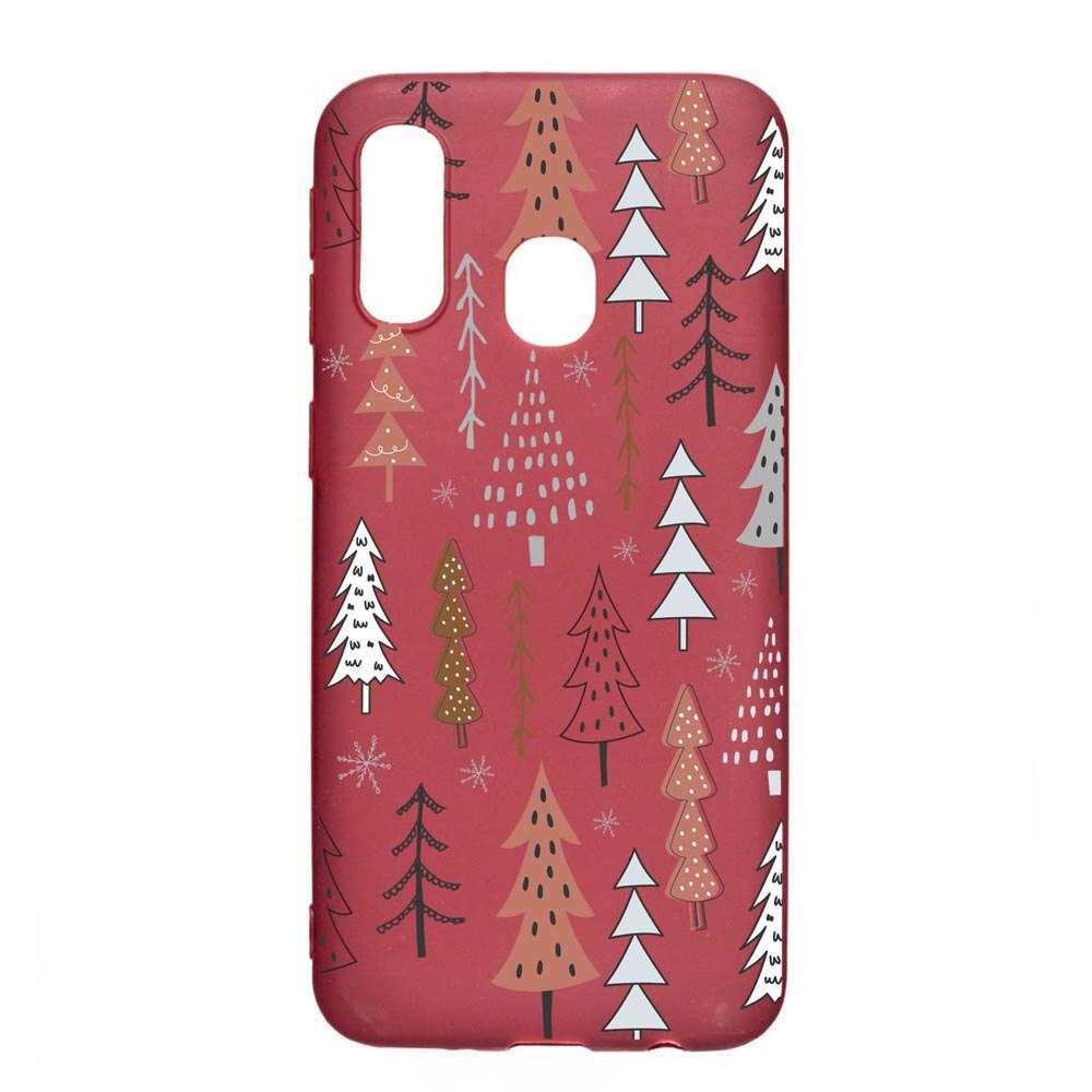 Husa Silicon Compatibila cu Samsung Galaxy A20e, Hand Drawn Christmas Tree, rezistenta la uzura, anti-alunecare, Pomegranate, PG875
