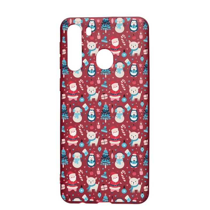 Husa Silicon Compatibila cu Samsung Galaxy A21, Christmas Ornaments, rezistenta la uzura, anti-alunecare, Pomegranate, PG876
