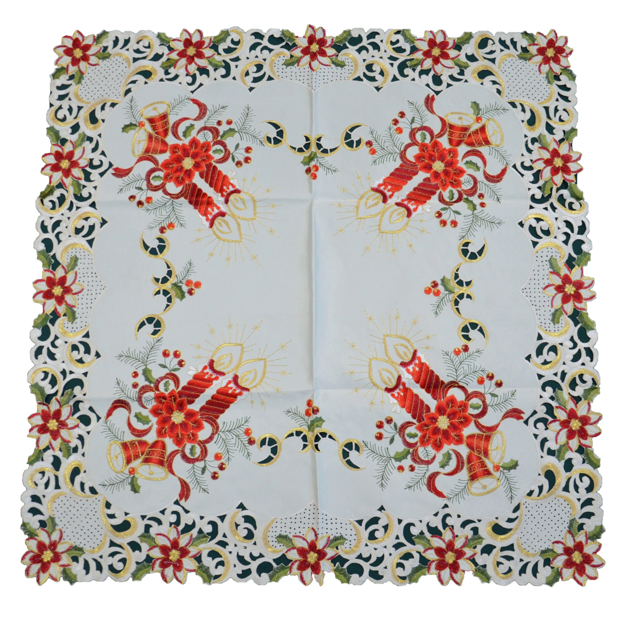 Fata de masa, cu motive de craciun, crem, rosu 85 x 85 cm