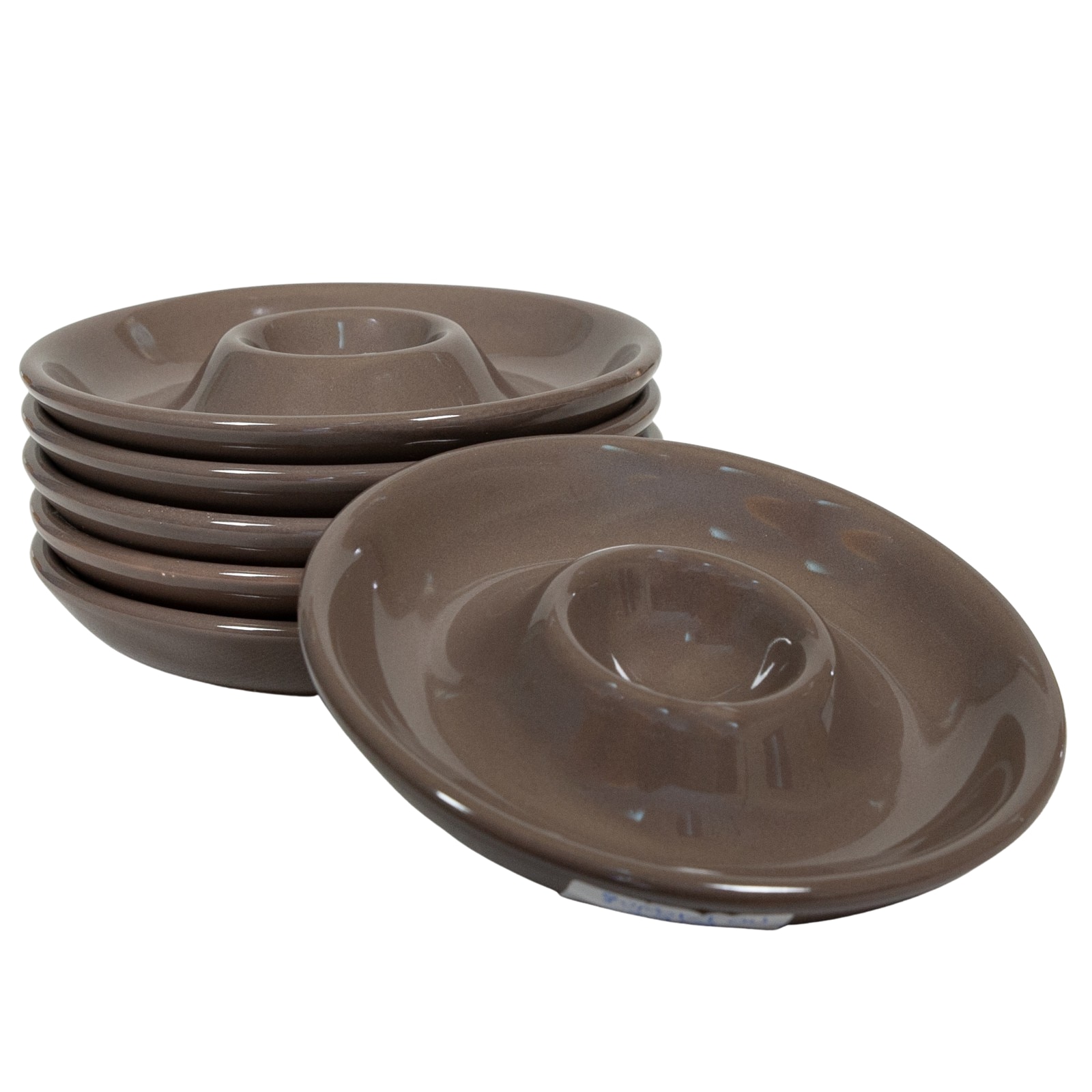 Set 6 suporturi de ou, model farfurie, Cesiro, Ø 12 cm, Maro Cafeniu