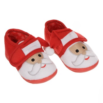 Papuci de casa Imblaniti Copii, model Botosi cu Mos Craciun, Alb/Rosu Papuci de casa Imblaniti Copii, model Botosi cu Mos Craciun, Alb/Rosu