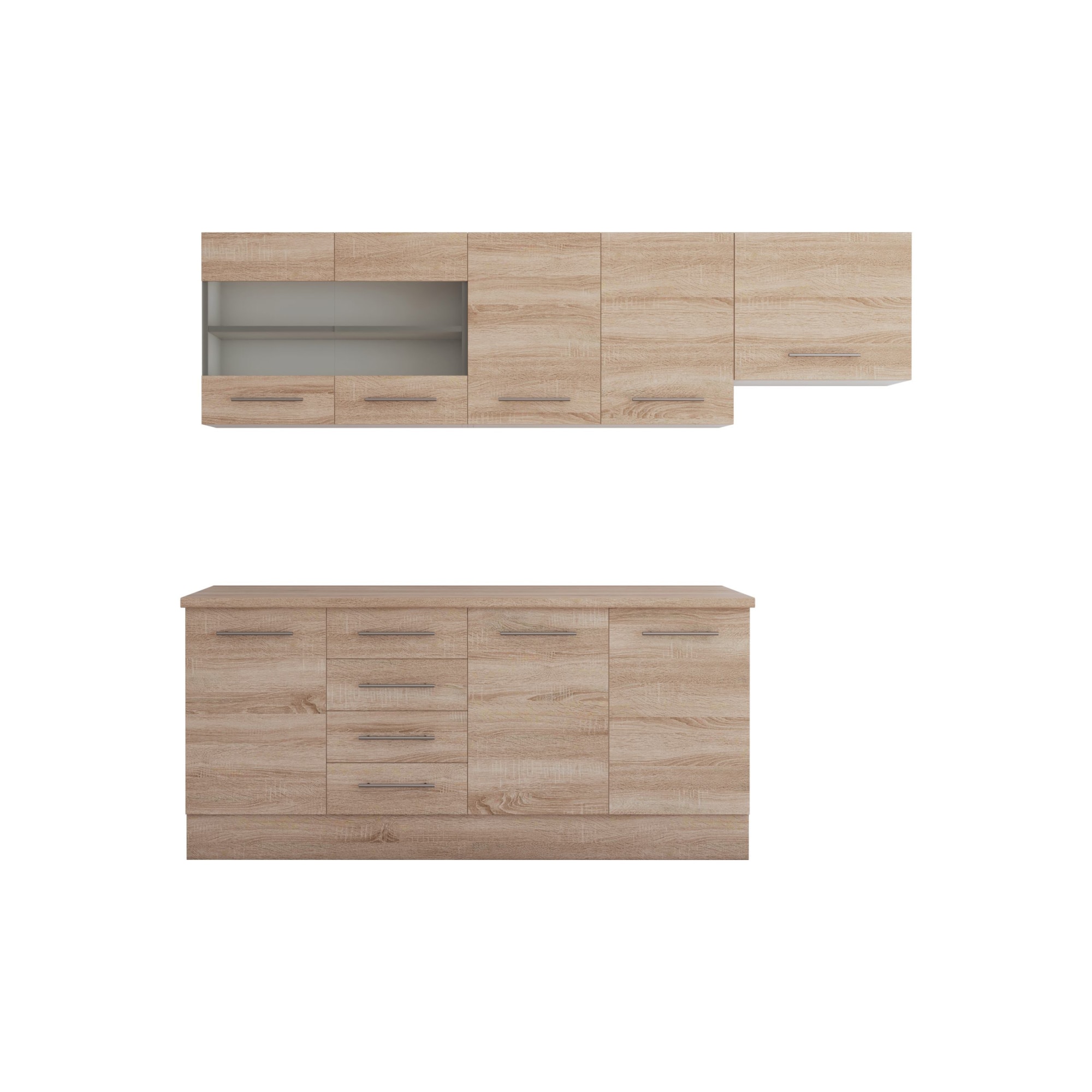 Set mobila bucatarie Alfa 240 cm, culoare sonoma