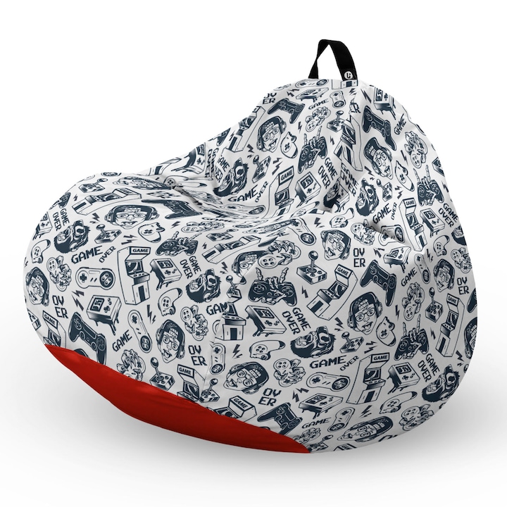 Fotel Updeco Pouf Babzsákfotel, Körte L típus, vízálló, szobai/szabadtéri, belső táska, fogantyúval, 90 x 80 x 60 см, Fotel játék vége