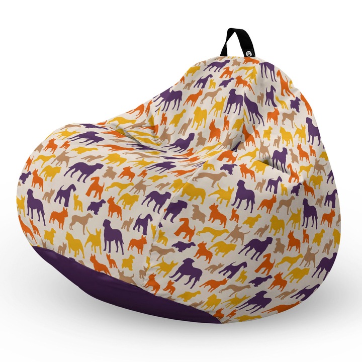 Fotel Updeco Pouf Babzsákfotel, Körte L típus, vízálló, szobai/szabadtéri, belső táska, fogantyúval, 90 x 80 x 60 см, Fotel kutyák sziluettek