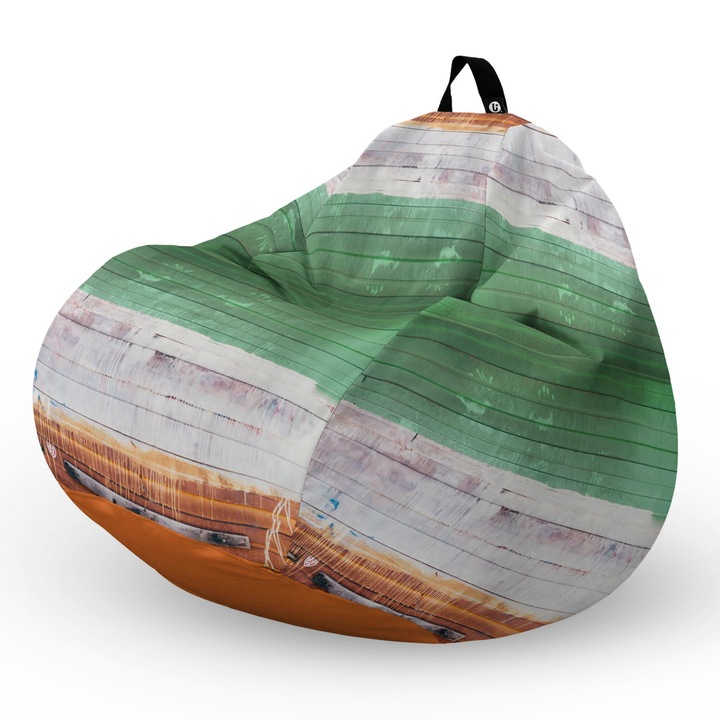 Fotel Updeco Pouf Babzsákfotel, Körte L típus, vízálló, szobai/szabadtéri, belső táska, fogantyúval, 90 x 80 x 60 см, festett fa