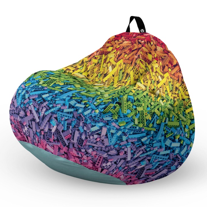 Fotel Updeco Pouf Babzsákfotel, Körte L típus, vízálló, szobai/szabadtéri, belső táska, fogantyúval, 90 x 80 x 60 см, Fotel lego szivárvány