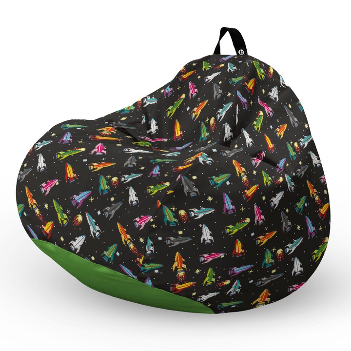 Fotel Updeco Pouf Babzsákfotel, Körte L típus, vízálló, szobai/szabadtéri, belső táska, fogantyúval, 90 x 80 x 60 см, Fotel retro űrhajók